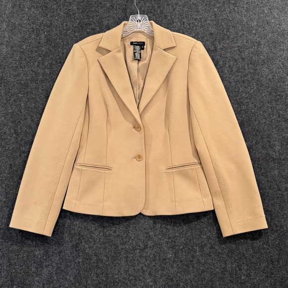 BCBG MaxAzria Blazer Women's 6 Tan Beige Two Button Jacket Career Office Lined - Picture 1 of 6
